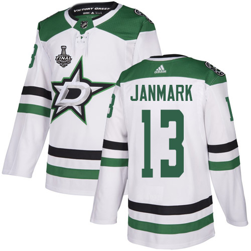 Adidas Men Dallas Stars #13 Mattias Janmark White Road Authentic 2020 Stanley Cup Final Stitched NHL Jersey